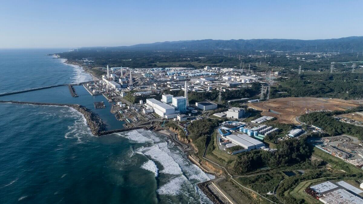 福岛第一核电站北部的鸟瞰图